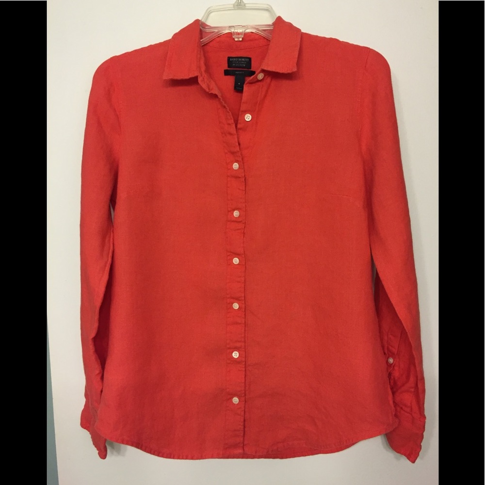 J. Crew Coral Linen Perfect Shirt